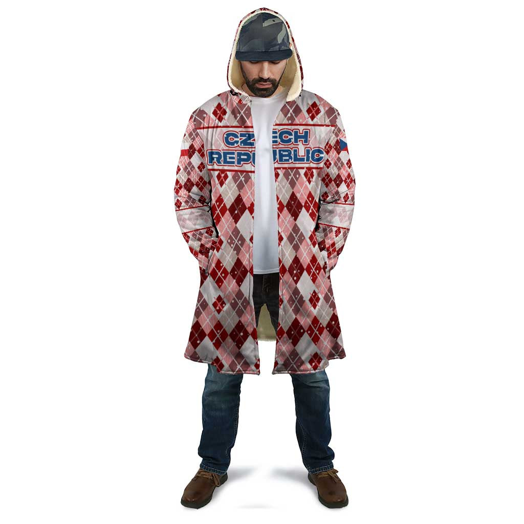 Czech Republic Christmas Cloak with Red-White Checkered Design, Double-Tailed Lion, and Festive Motif - Wonder Print Shop