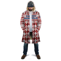 Czech Republic Christmas Cloak with Red-White Checkered Design, Double-Tailed Lion, and Festive Motif - Wonder Print Shop
