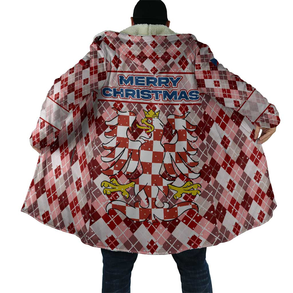 Czech Republic Christmas Cloak with Red-White Checkered Design, Double-Tailed Lion, and Festive Motif - Wonder Print Shop