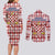 Czech Republic Christmas Couples Matching Long Sleeve Bodycon Dress and Long Sleeve Button Shirt with Red-White Checkered Design, Double-Tailed Lion, and Festive Motif - Wonder Print Shop