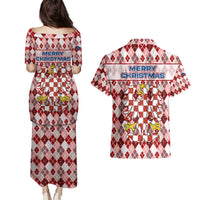 Czech Republic Christmas Couples Matching Puletasi and Hawaiian Shirt with Red-White Checkered Design, Double-Tailed Lion, and Festive Motif - Wonder Print Shop