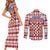 Czech Republic Christmas Couples Matching Short Sleeve Bodycon Dress and Long Sleeve Button Shirt with Red-White Checkered Design, Double-Tailed Lion, and Festive Motif - Wonder Print Shop