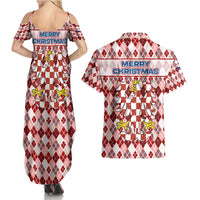 Czech Republic Christmas Couples Matching Summer Maxi Dress and Hawaiian Shirt with Red-White Checkered Design, Double-Tailed Lion, and Festive Motif - Wonder Print Shop
