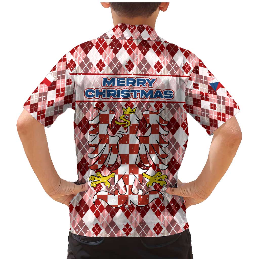 Czech Republic Christmas Family Matching Mermaid Dress and Hawaiian Shirt with Red-White Checkered Design, Double-Tailed Lion, and Festive Motif - Wonder Print Shop