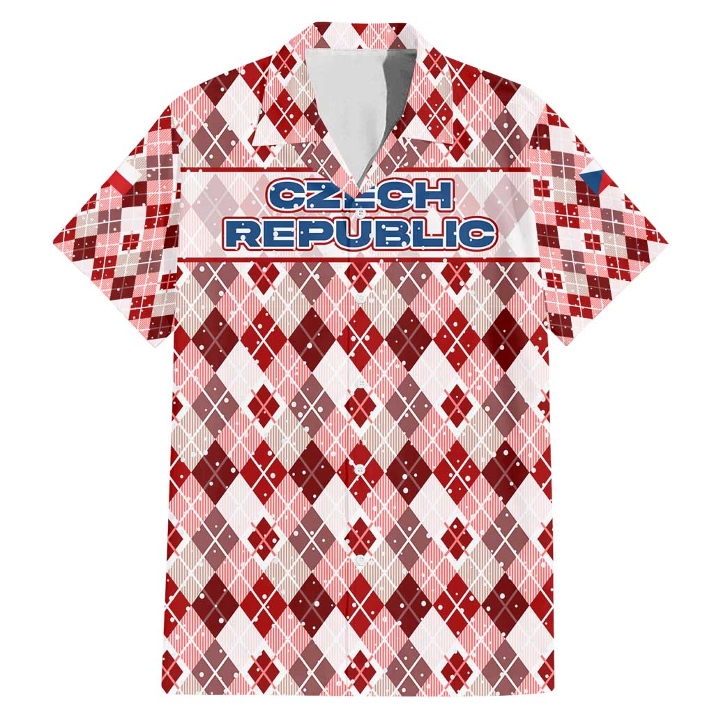 Czech Republic Christmas Family Matching Mermaid Dress and Hawaiian Shirt with Red-White Checkered Design, Double-Tailed Lion, and Festive Motif - Wonder Print Shop