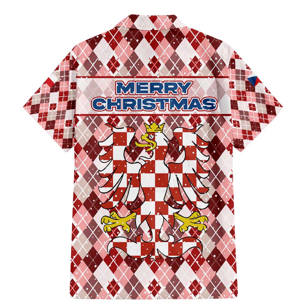 Czech Republic Christmas Family Matching Mermaid Dress and Hawaiian Shirt with Red-White Checkered Design, Double-Tailed Lion, and Festive Motif - Wonder Print Shop
