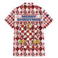 Czech Republic Christmas Family Matching Mermaid Dress and Hawaiian Shirt with Red-White Checkered Design, Double-Tailed Lion, and Festive Motif - Wonder Print Shop