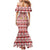 Czech Republic Christmas Family Matching Mermaid Dress and Hawaiian Shirt with Red-White Checkered Design, Double-Tailed Lion, and Festive Motif - Wonder Print Shop