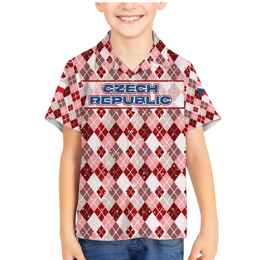 Czech Republic Christmas Family Matching Mermaid Dress and Hawaiian Shirt with Red-White Checkered Design, Double-Tailed Lion, and Festive Motif - Wonder Print Shop