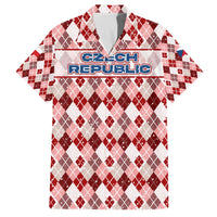 Czech Republic Christmas Family Matching Off The Shoulder Long Sleeve Dress and Hawaiian Shirt with Red-White Checkered Design, Double-Tailed Lion, and Festive Motif - Wonder Print Shop