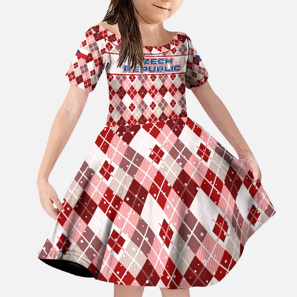 Czech Republic Christmas Family Matching Off Shoulder Maxi Dress and Hawaiian Shirt with Red-White Checkered Design, Double-Tailed Lion, and Festive Motif - Wonder Print Shop
