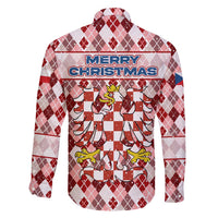Czech Republic Christmas Family Matching Off Shoulder Maxi Dress and Hawaiian Shirt with Red-White Checkered Design, Double-Tailed Lion, and Festive Motif - Wonder Print Shop
