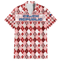 Czech Republic Christmas Family Matching Off Shoulder Short Dress and Hawaiian Shirt with Red-White Checkered Design, Double-Tailed Lion, and Festive Motif - Wonder Print Shop