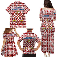 Czech Republic Christmas Family Matching Puletasi and Hawaiian Shirt with Red-White Checkered Design, Double-Tailed Lion, and Festive Motif - Wonder Print Shop