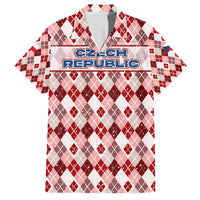 Czech Republic Christmas Family Matching Short Sleeve Bodycon Dress and Hawaiian Shirt with Red-White Checkered Design, Double-Tailed Lion, and Festive Motif - Wonder Print Shop