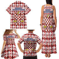 Czech Republic Christmas Family Matching Tank Maxi Dress and Hawaiian Shirt with Red-White Checkered Design, Double-Tailed Lion, and Festive Motif - Wonder Print Shop