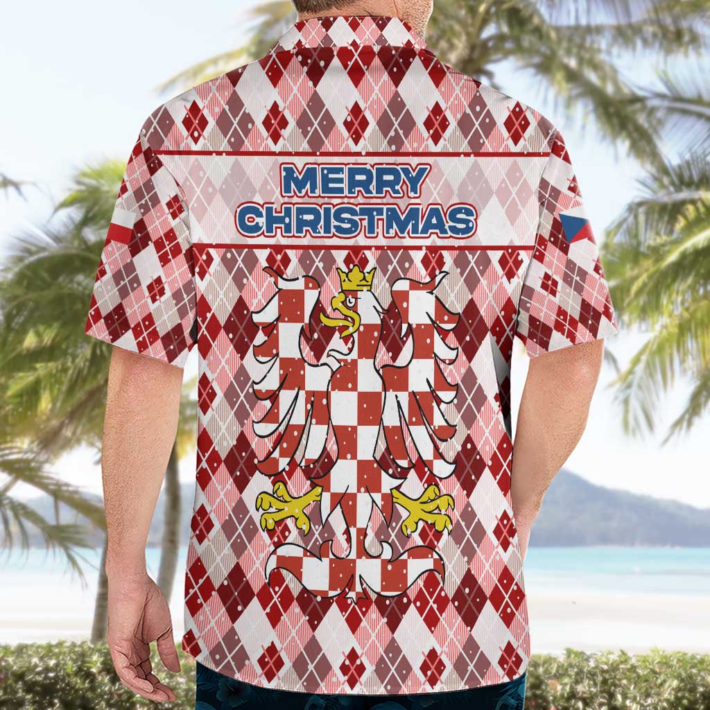 Czech Republic Christmas Hawaiian Shirt with Red-White Checkered Design, Double-Tailed Lion, and Festive Motif - Wonder Print Shop