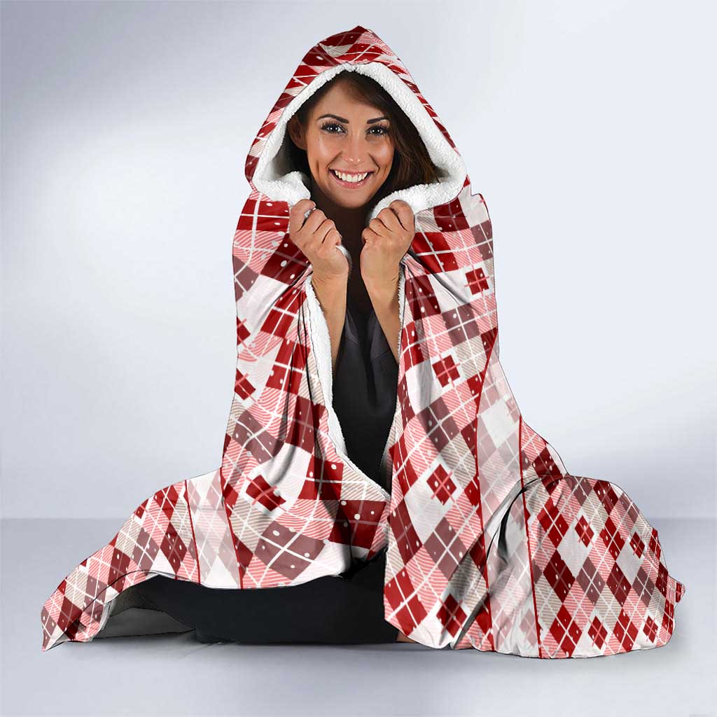 Czech Republic Christmas Hooded Blanket with Red-White Checkered Design, Double-Tailed Lion, and Festive Motif - Wonder Print Shop