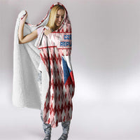 Czech Republic Christmas Hooded Blanket with Red-White Checkered Design, Double-Tailed Lion, and Festive Motif - Wonder Print Shop
