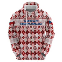 Czech Republic Christmas Hoodie with Red-White Checkered Design, Double-Tailed Lion, and Festive Motif - Wonder Print Shop