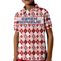 Czech Republic Christmas Kid Polo Shirt with Red-White Checkered Design, Double-Tailed Lion, and Festive Motif - Wonder Print Shop
