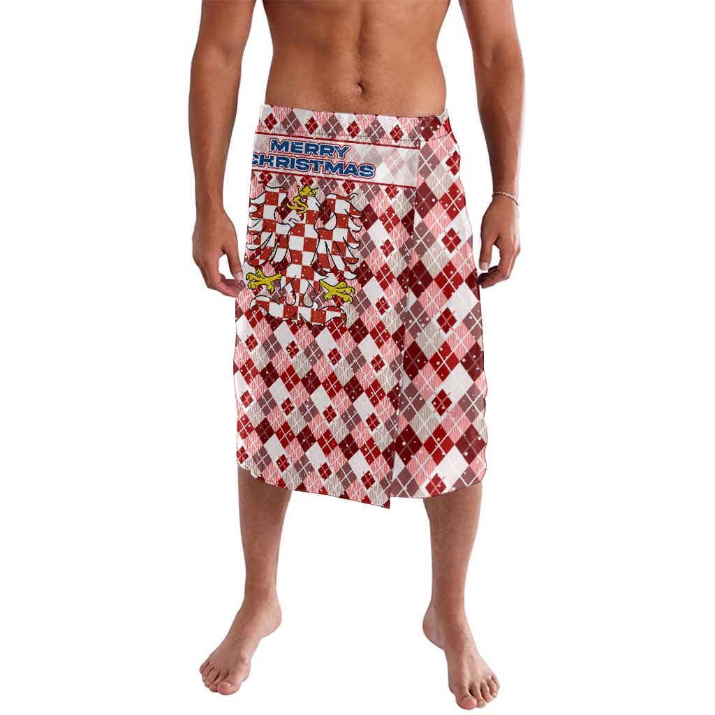 Czech Republic Christmas Lavalava with Red-White Checkered Design, Double-Tailed Lion, and Festive Motif - Wonder Print Shop
