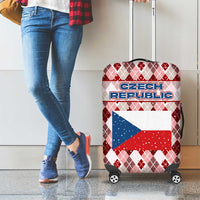 Czech Republic Christmas Luggage Cover with Red-White Checkered Design, Double-Tailed Lion, and Festive Motif - Wonder Print Shop