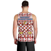 Czech Republic Christmas Men Tank Top with Red-White Checkered Design, Double-Tailed Lion, and Festive Motif - Wonder Print Shop