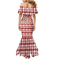 Czech Republic Christmas Mermaid Dress with Red-White Checkered Design, Double-Tailed Lion, and Festive Motif - Wonder Print Shop