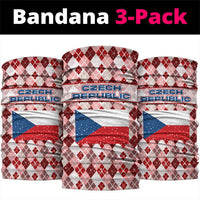 Czech Republic Christmas Neck Gaiter with Red-White Checkered Design, Double-Tailed Lion, and Festive Motif - Wonder Print Shop