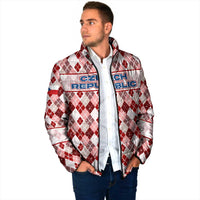 Czech Republic Christmas Padded Jacket with Red-White Checkered Design, Double-Tailed Lion, and Festive Motif - Wonder Print Shop