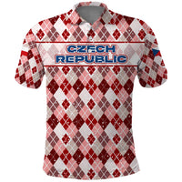 Czech Republic Christmas Polo Shirt with Red-White Checkered Design, Double-Tailed Lion, and Festive Motif - Wonder Print Shop