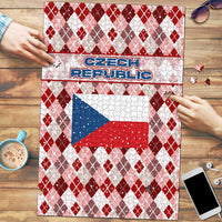 Czech Republic Christmas Puzzle with Red-White Checkered Design, Double-Tailed Lion, and Festive Motif - Wonder Print Shop