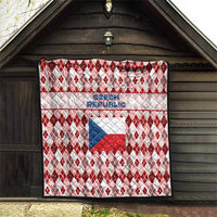 Czech Republic Christmas Quilt with Red-White Checkered Design, Double-Tailed Lion, and Festive Motif - Wonder Print Shop
