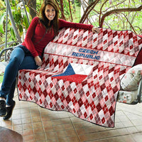 Czech Republic Christmas Quilt with Red-White Checkered Design, Double-Tailed Lion, and Festive Motif - Wonder Print Shop