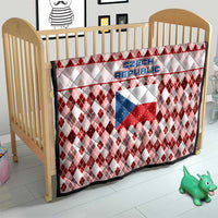 Czech Republic Christmas Quilt with Red-White Checkered Design, Double-Tailed Lion, and Festive Motif - Wonder Print Shop