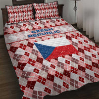 Czech Republic Christmas Quilt Bed Set with Red-White Checkered Design, Double-Tailed Lion, and Festive Motif - Wonder Print Shop