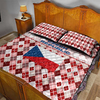 Czech Republic Christmas Quilt Bed Set with Red-White Checkered Design, Double-Tailed Lion, and Festive Motif - Wonder Print Shop