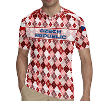 Czech Republic Christmas Rugby Jersey with Red-White Checkered Design, Double-Tailed Lion, and Festive Motif - Wonder Print Shop