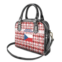 Czech Republic Christmas Shoulder Handbag with Red-White Checkered Design, Double-Tailed Lion, and Festive Motif - Wonder Print Shop