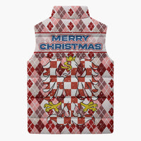 Czech Republic Christmas Sleeveless Puffer Jacket with Red-White Checkered Design, Double-Tailed Lion, and Festive Motif - Wonder Print Shop