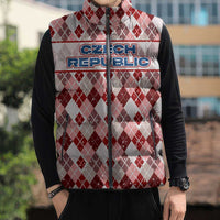 Czech Republic Christmas Sleeveless Puffer Jacket with Red-White Checkered Design, Double-Tailed Lion, and Festive Motif - Wonder Print Shop