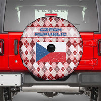 Czech Republic Christmas Spare Tire Cover with Red-White Checkered Design, Double-Tailed Lion, and Festive Motif - Wonder Print Shop