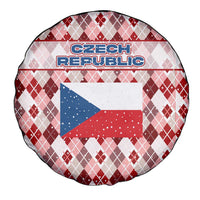 Czech Republic Christmas Spare Tire Cover with Red-White Checkered Design, Double-Tailed Lion, and Festive Motif - Wonder Print Shop