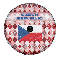 Czech Republic Christmas Spare Tire Cover with Red-White Checkered Design, Double-Tailed Lion, and Festive Motif - Wonder Print Shop
