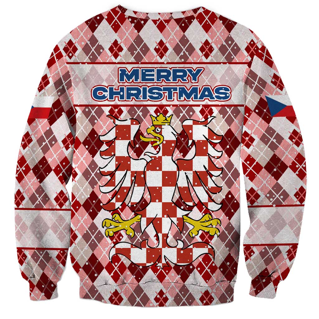 Czech Republic Christmas Sweatshirt with Red-White Checkered Design, Double-Tailed Lion, and Festive Motif - Wonder Print Shop
