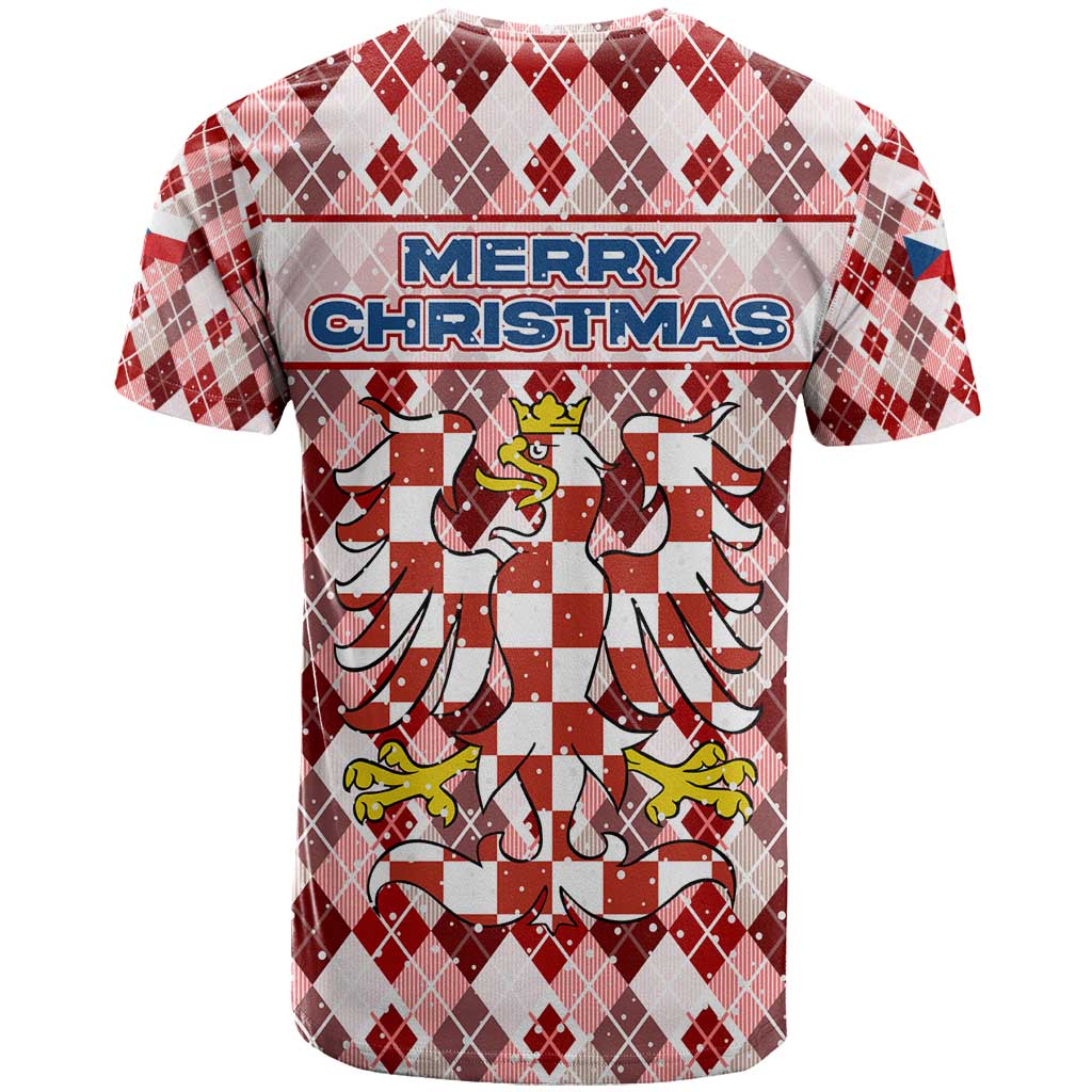 Czech Republic Christmas T Shirt with Red-White Checkered Design, Double-Tailed Lion, and Festive Motif - Wonder Print Shop