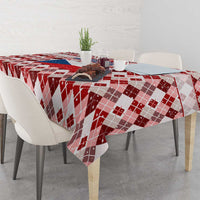 Czech Republic Christmas Tablecloth with Red-White Checkered Design, Double-Tailed Lion, and Festive Motif - Wonder Print Shop