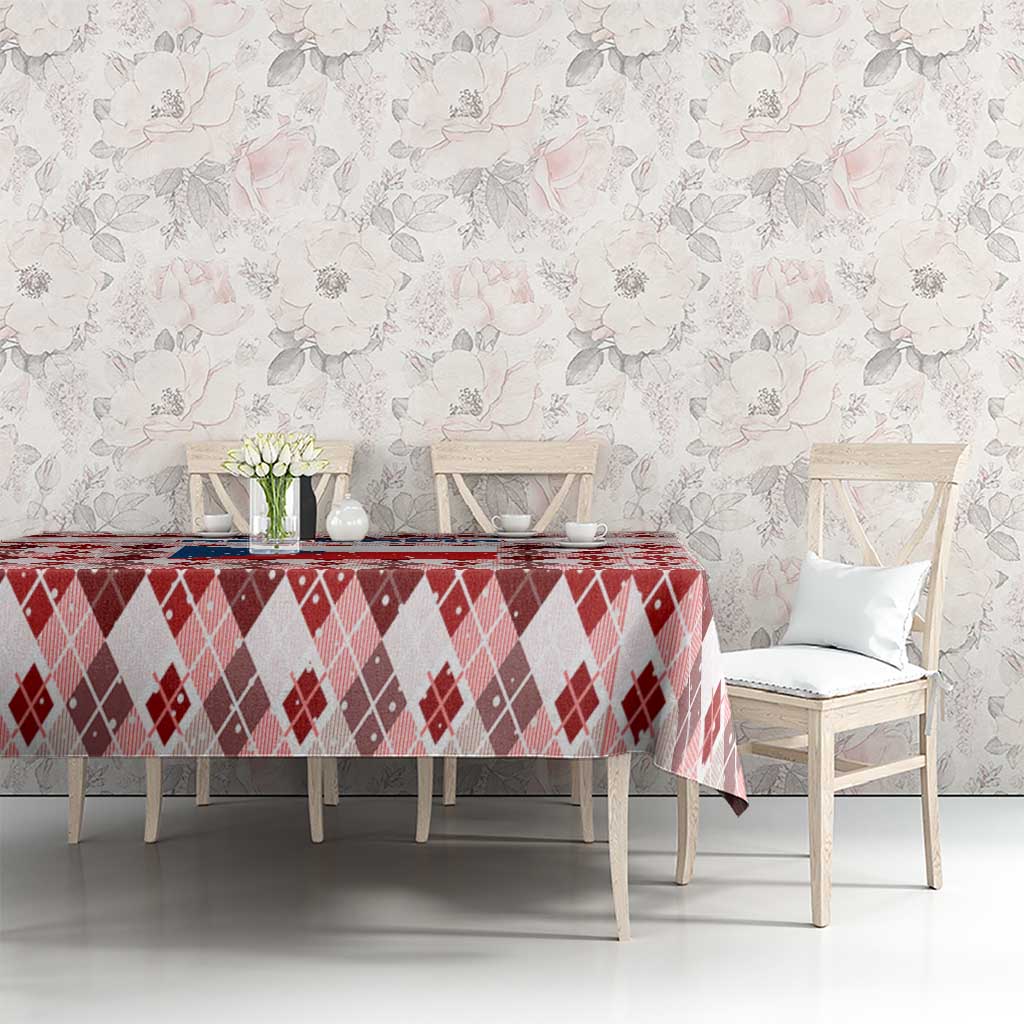 Czech Republic Christmas Tablecloth with Red-White Checkered Design, Double-Tailed Lion, and Festive Motif - Wonder Print Shop