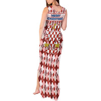Czech Republic Christmas Tank Maxi Dress with Red-White Checkered Design, Double-Tailed Lion, and Festive Motif - Wonder Print Shop